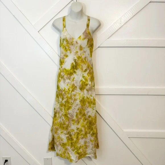 Joie Maple Tie Dye Printed Silk V-Neck Georgette Sleeveless Midi Slip Dress XS - Picture 2 of 10
